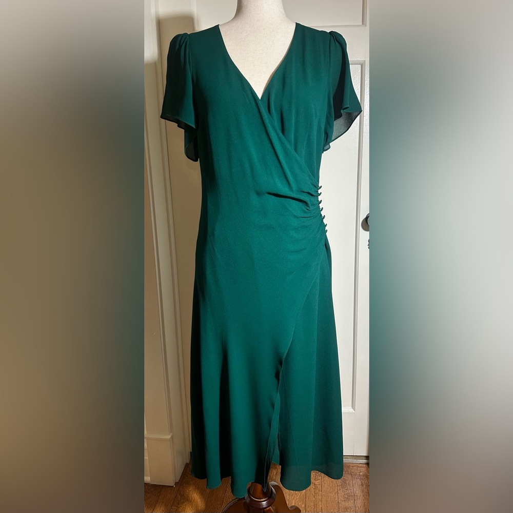 Reformation Asymmetrical Teal Dress